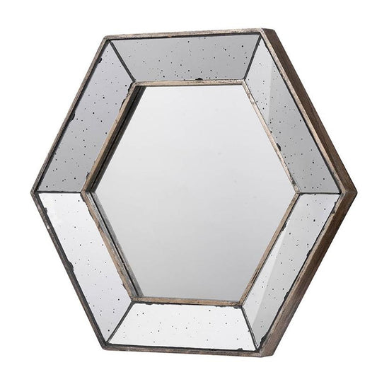18" Hexagon Wall Mounted Vintage Style Glass Frame Accent Mirror-1