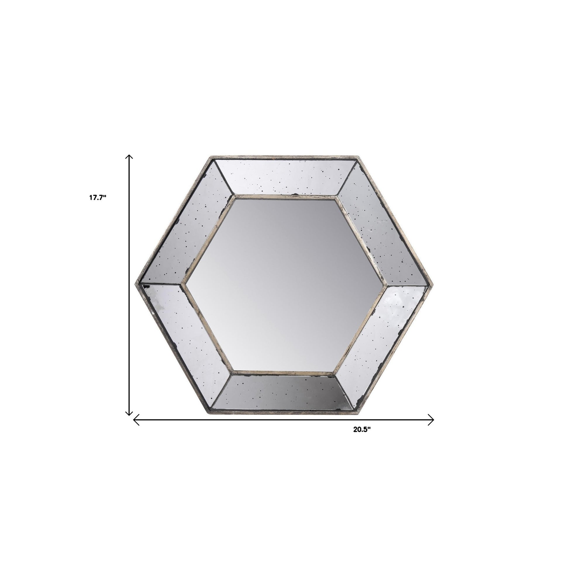 18" Hexagon Wall Mounted Vintage Style Glass Frame Accent Mirror-4