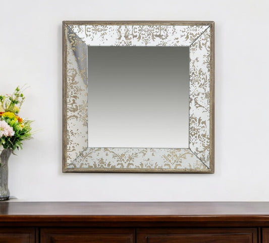 15" Square Vintage Style Wall Mounted Accent Mirror-0