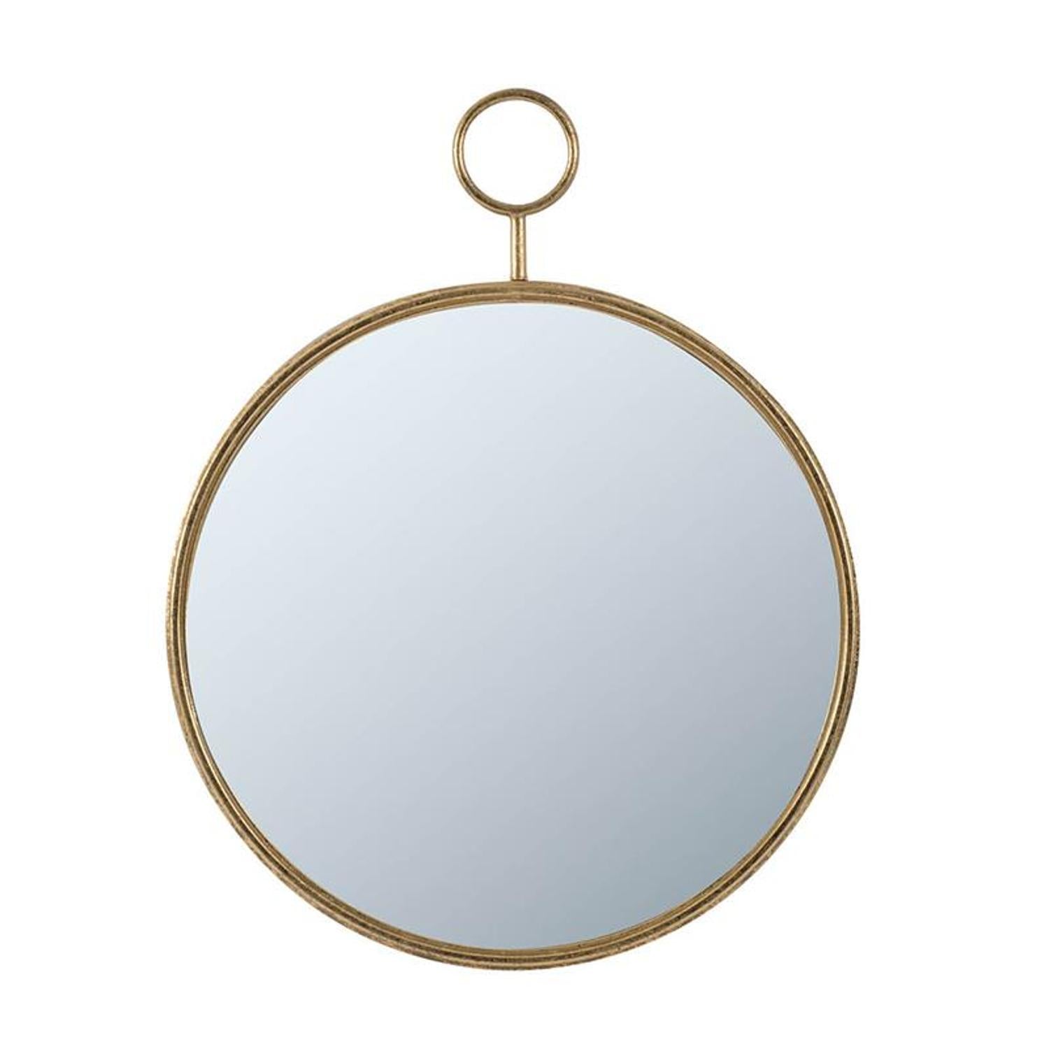 28" Gold Round Iron Framed Accent Mirror-1