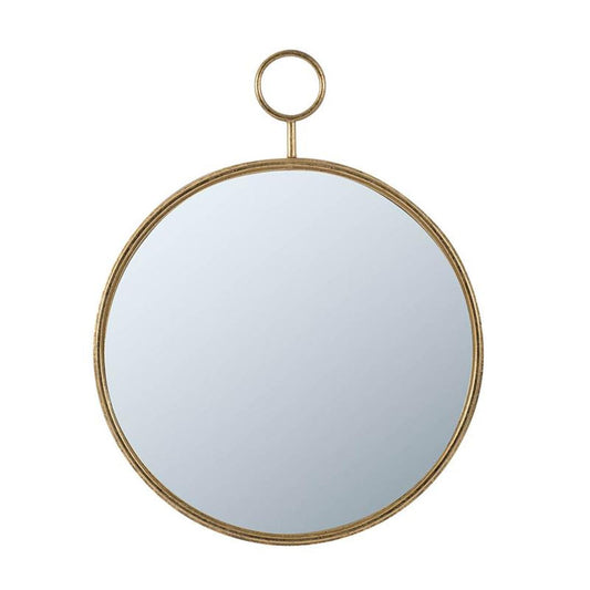 28" Gold Round Iron Framed Accent Mirror-1