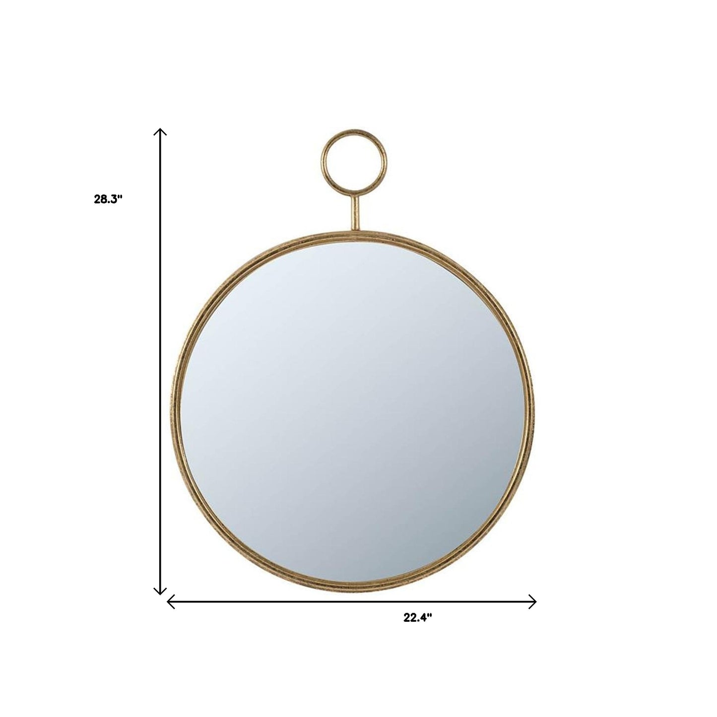 28" Gold Round Iron Framed Accent Mirror-4