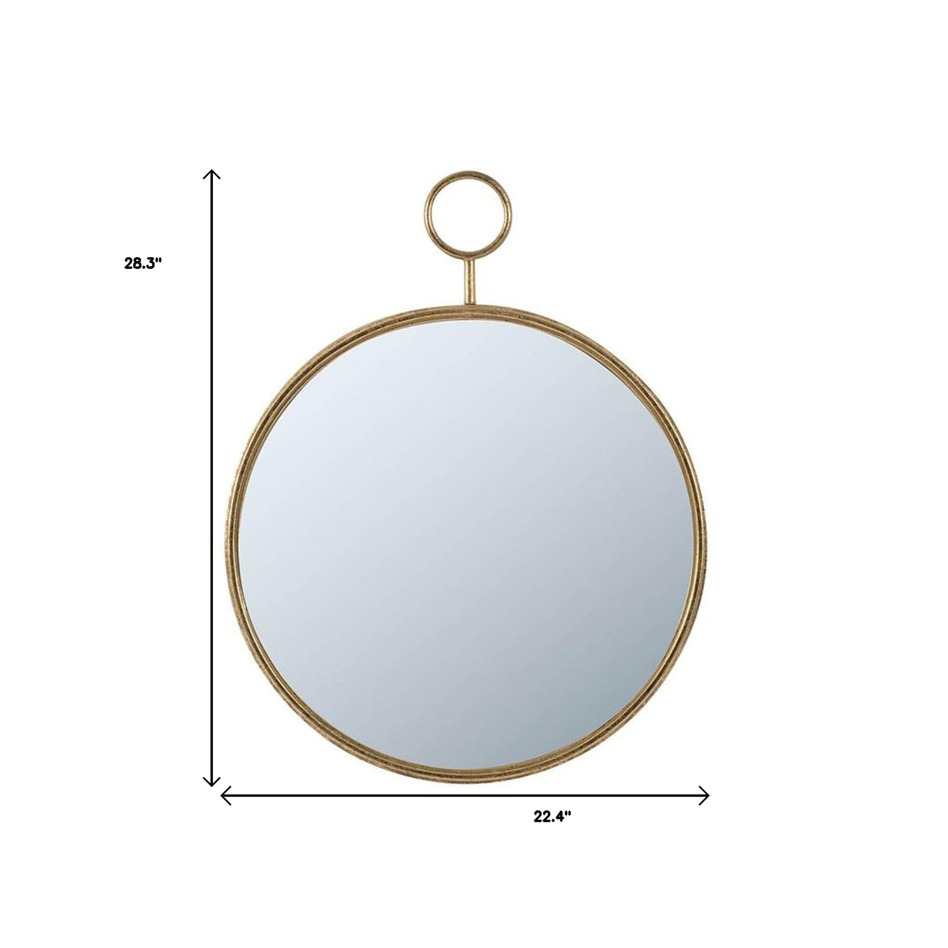 28" Gold Round Iron Framed Accent Mirror-4