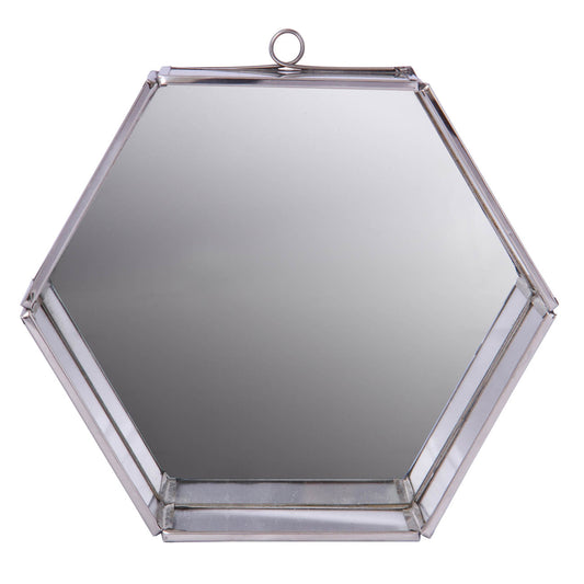 8" Silver Hexagon Steel Framed Accent Mirror-1