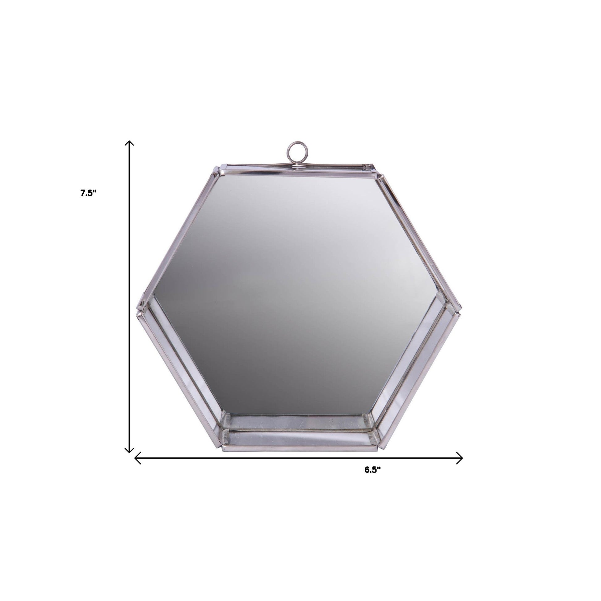 8" Silver Hexagon Steel Framed Accent Mirror-4