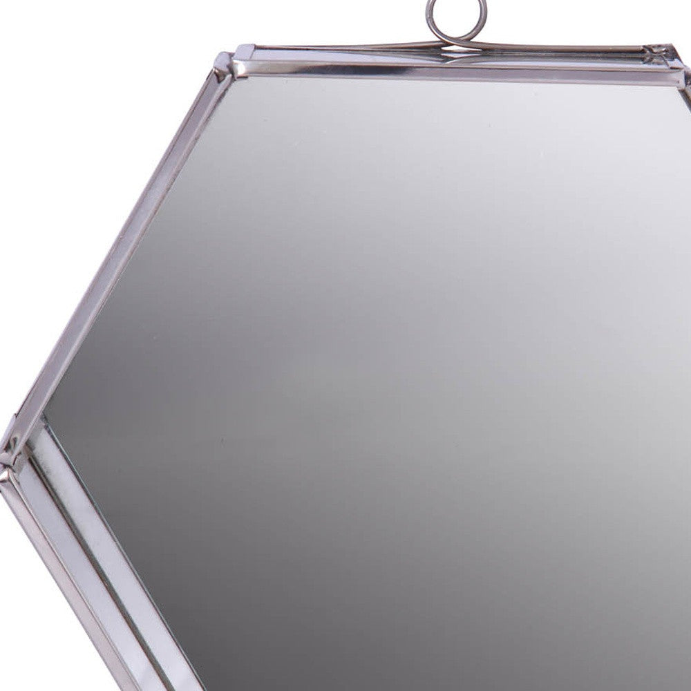 8" Silver Hexagon Steel Framed Accent Mirror-3