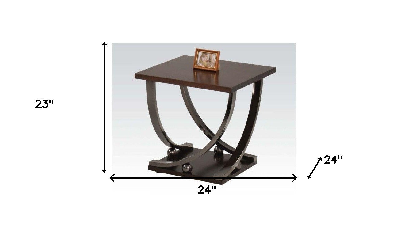 23" Black and Brown End Table-4