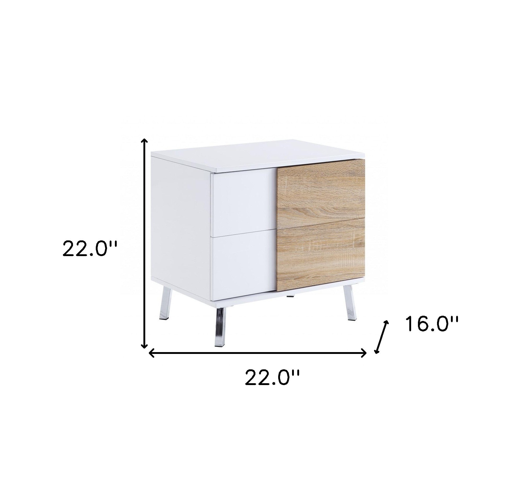 22" White High Gloss Manufactured Wood Rectangular End Table With Two Drawers-4