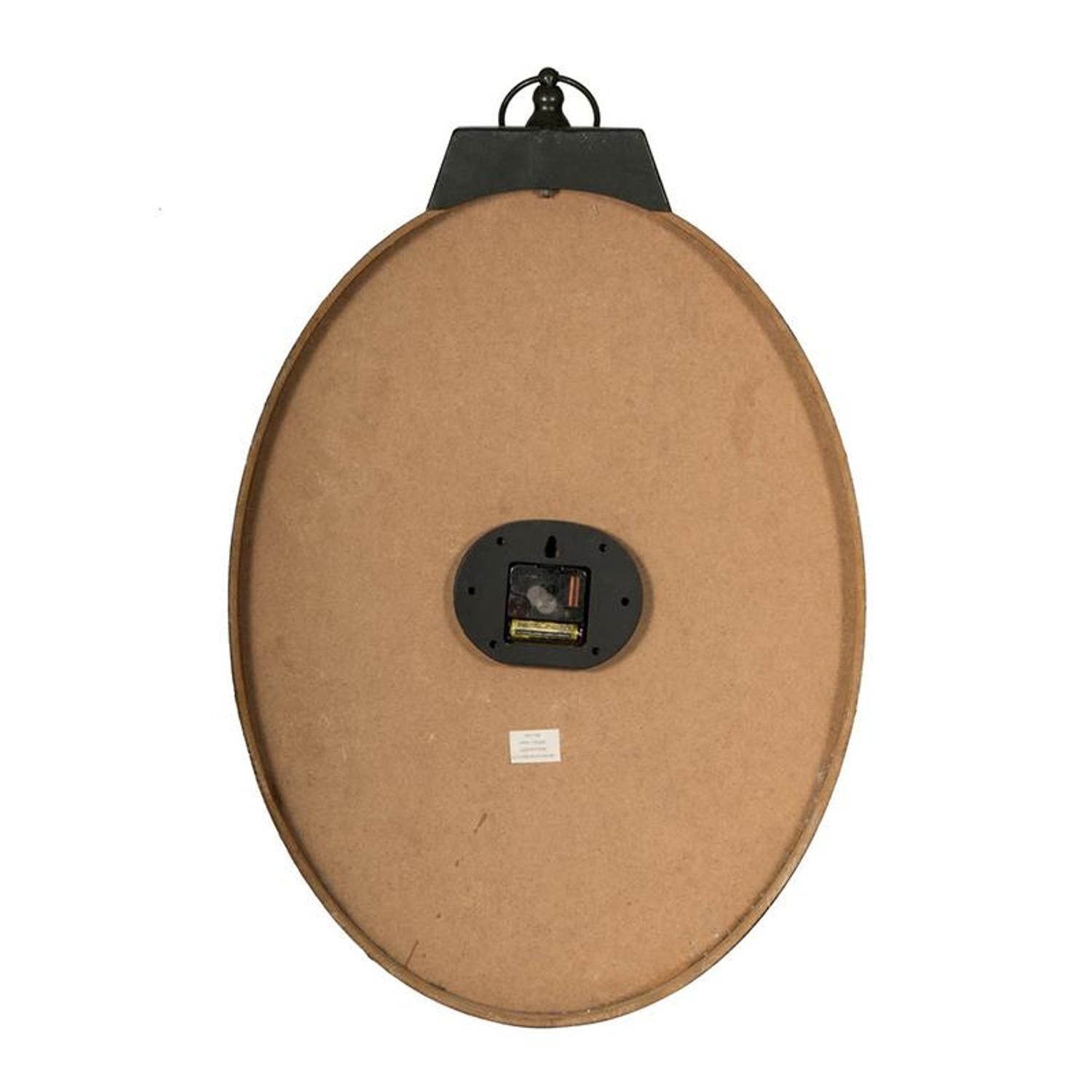 18" Oval Ivory Wood Analog Wall Clock-2