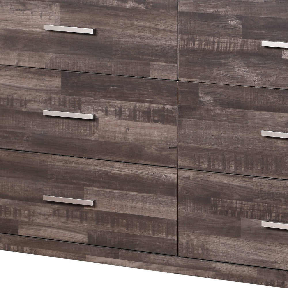 60" Dark Brown Solid and Manufactured Wood Six Drawer Double Dresser-3