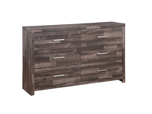 60" Dark Brown Solid and Manufactured Wood Six Drawer Double Dresser-1