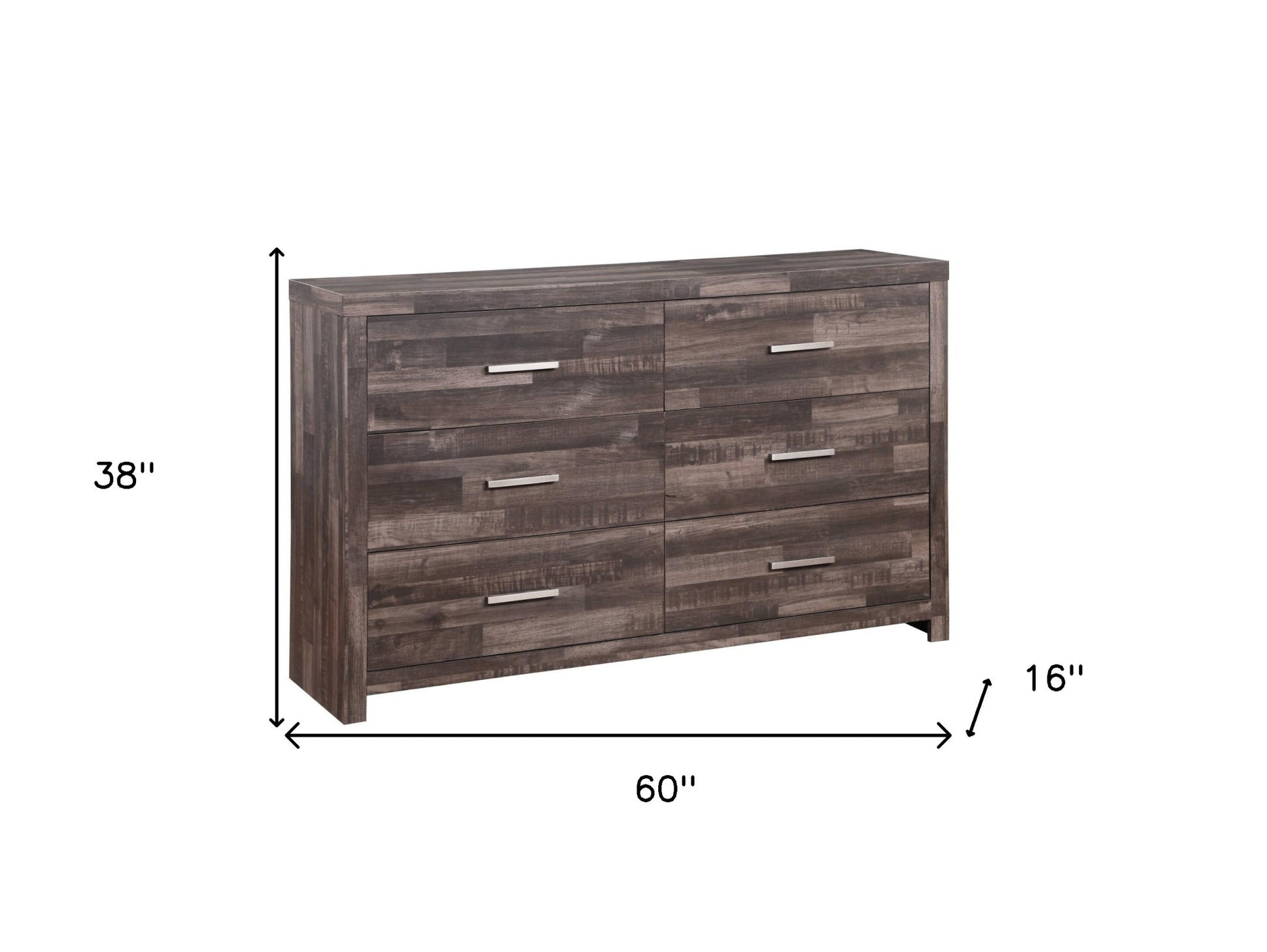 60" Dark Brown Solid and Manufactured Wood Six Drawer Double Dresser-5