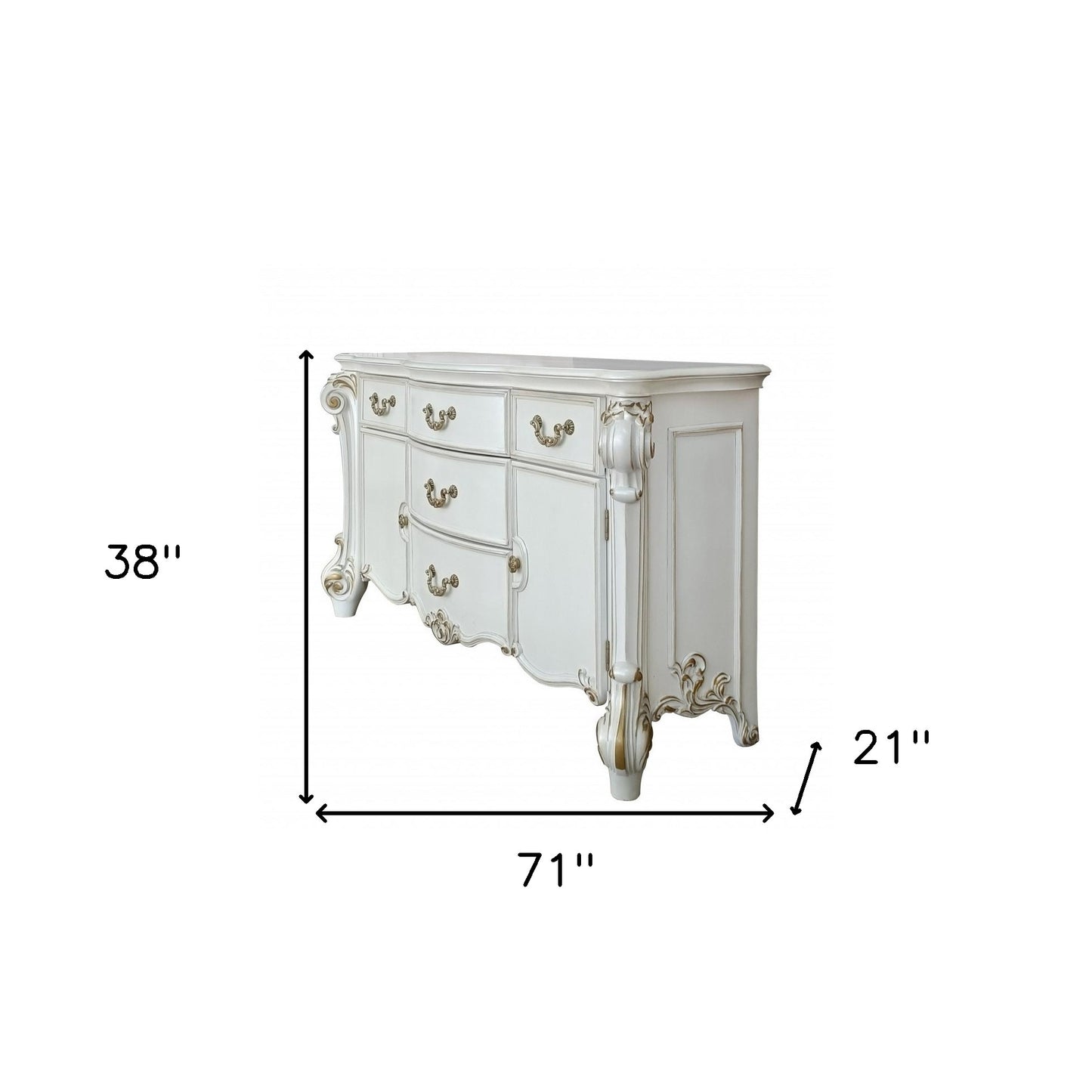 71" Pearl Solid and Manufactured Wood Five Drawer Triple Dresser-4