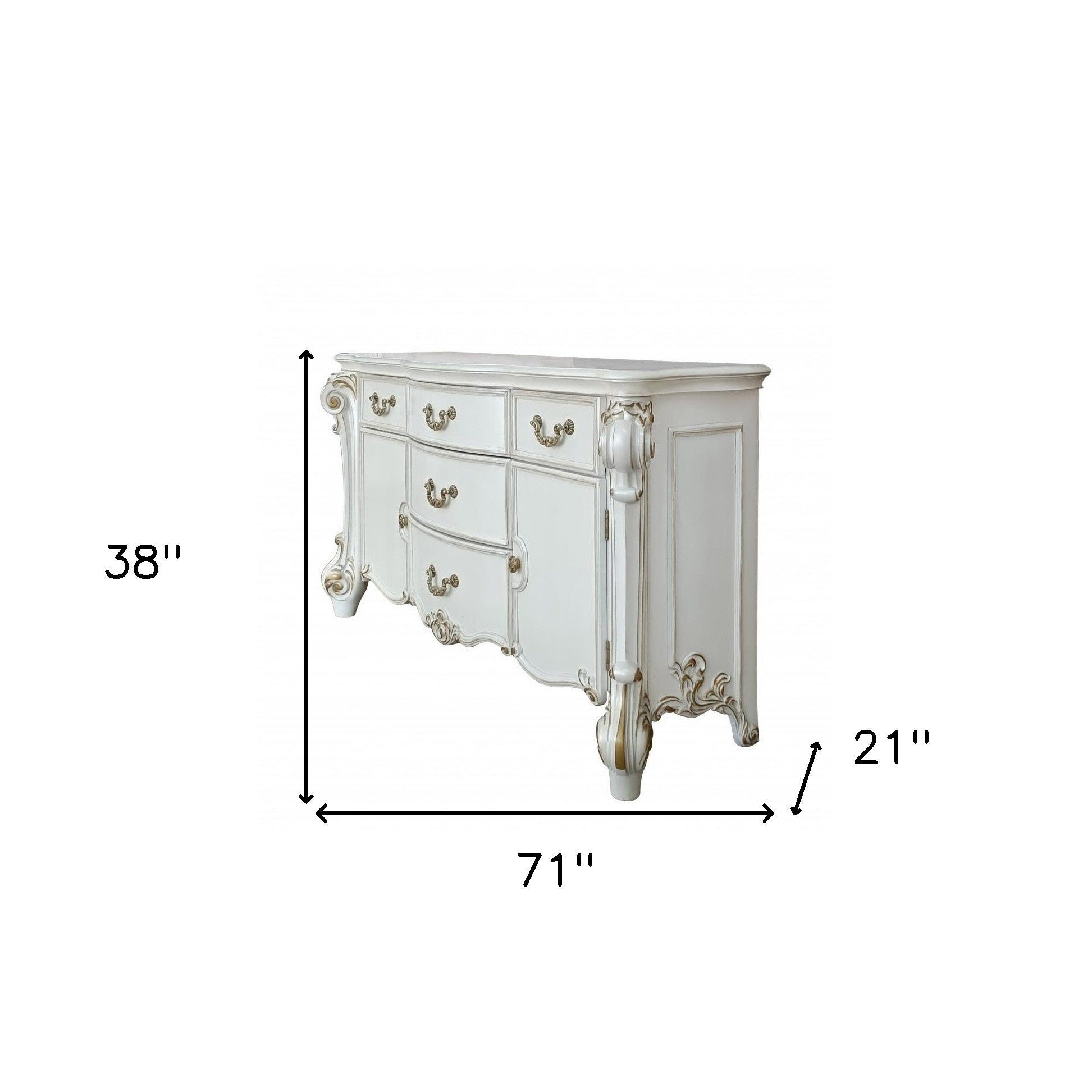 71" Pearl Solid and Manufactured Wood Five Drawer Triple Dresser-4