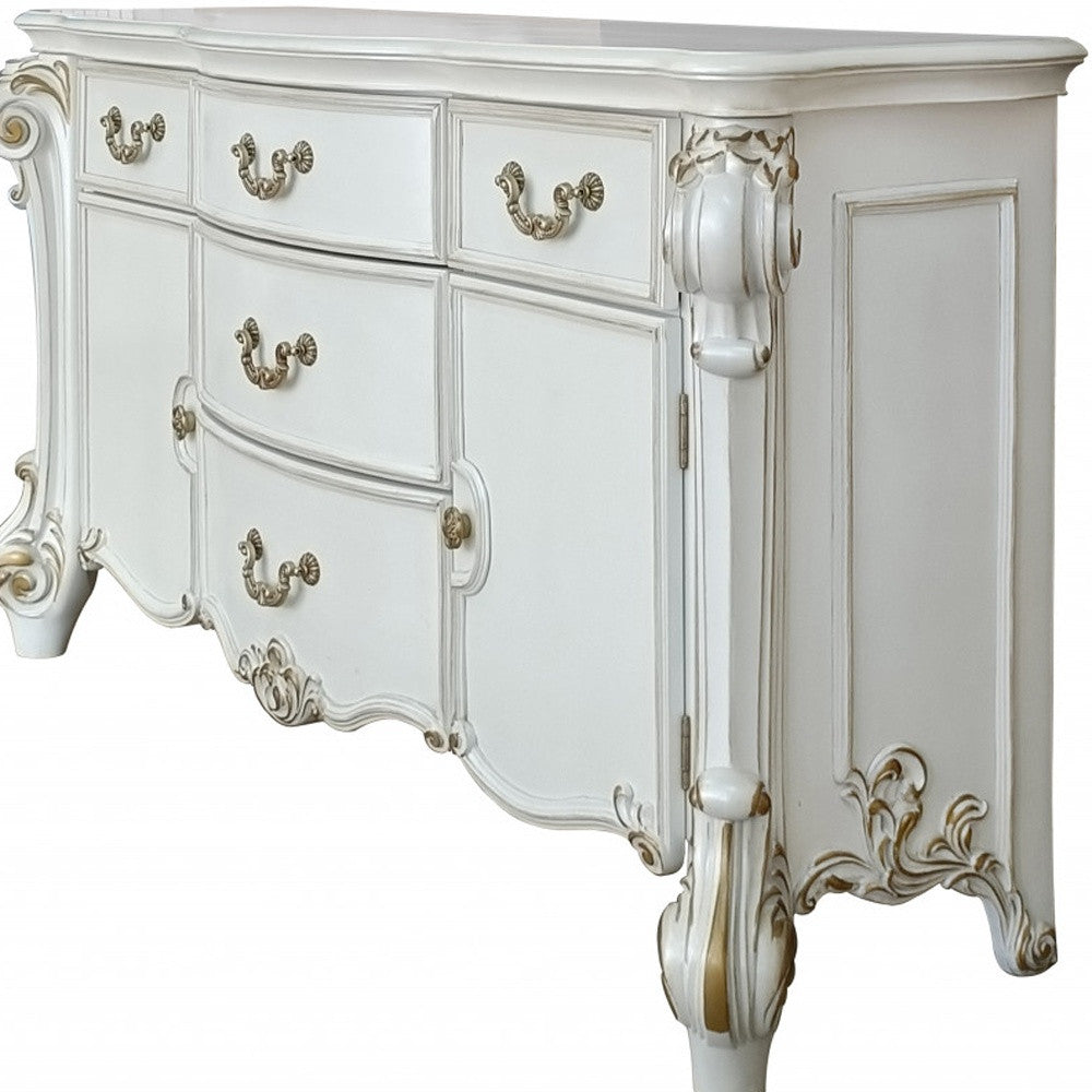 71" Pearl Solid and Manufactured Wood Five Drawer Triple Dresser-3