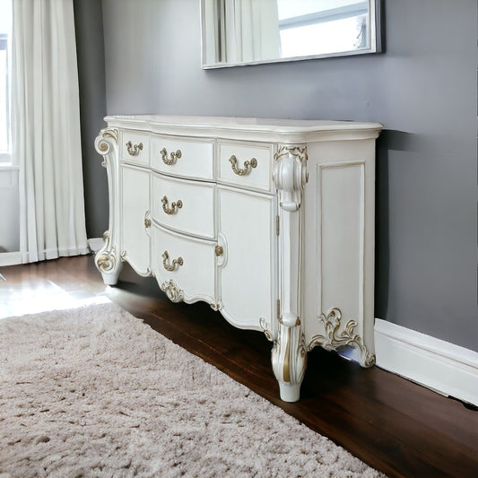 71" Pearl Solid and Manufactured Wood Five Drawer Triple Dresser-0