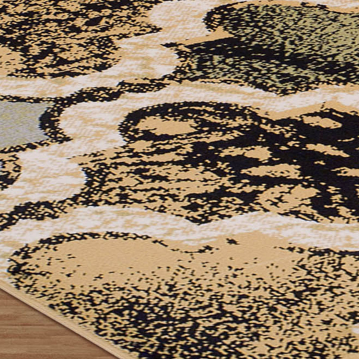 2' X 3' Black And Ivory Quatrefoil Distressed Area Rug-5