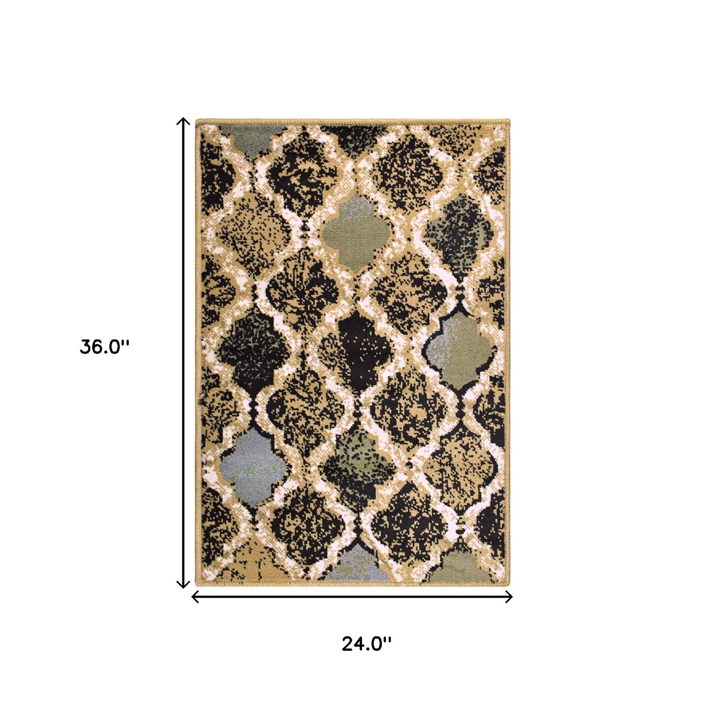 2' X 3' Black And Ivory Quatrefoil Distressed Area Rug-2