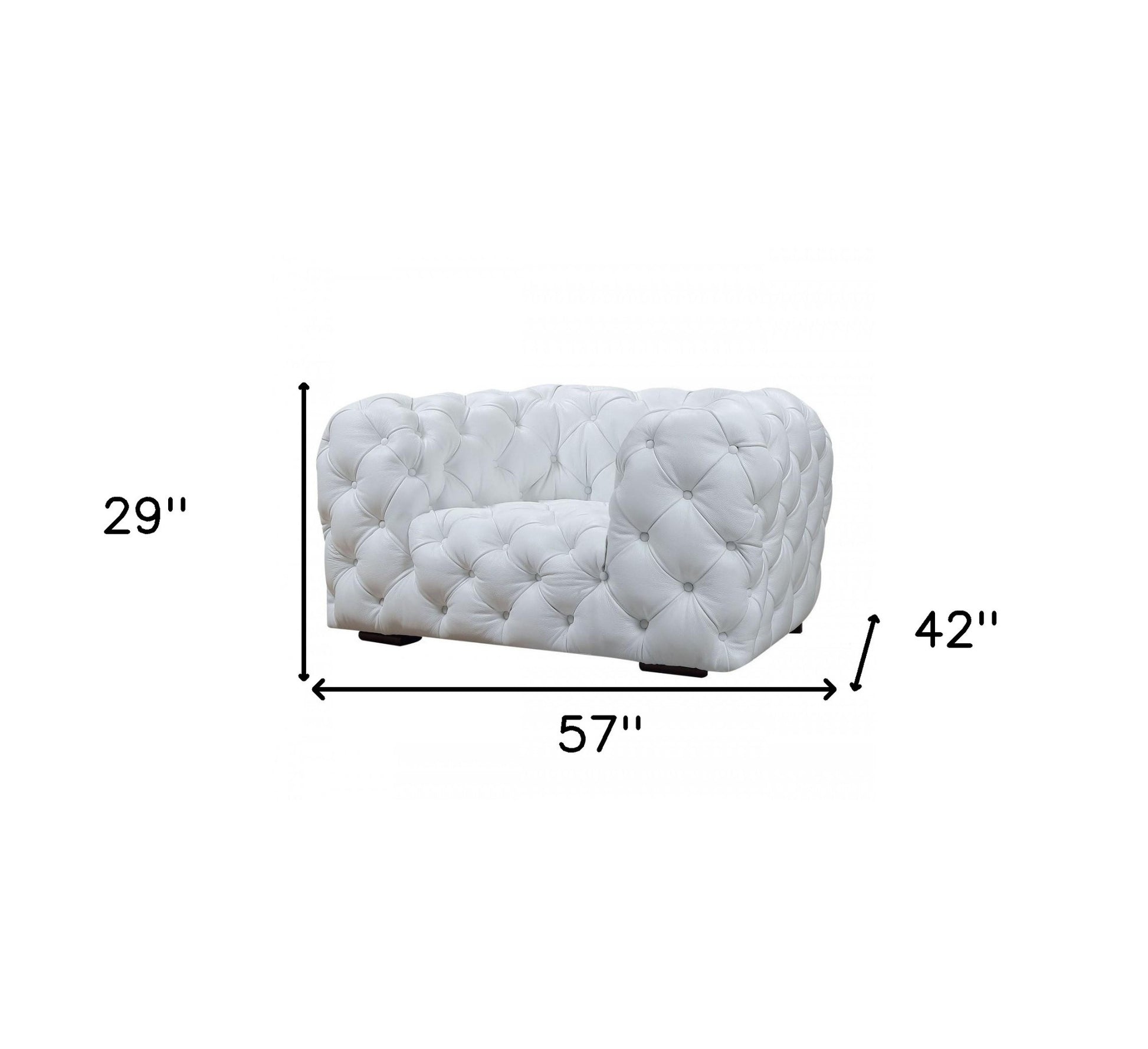 57" White And Black Top Grain Leather Tufted Arm Chair-5