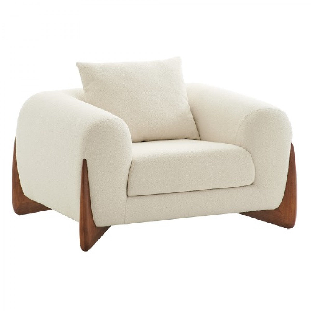 45" Cream And Brown Sherpa Arm Chair-1