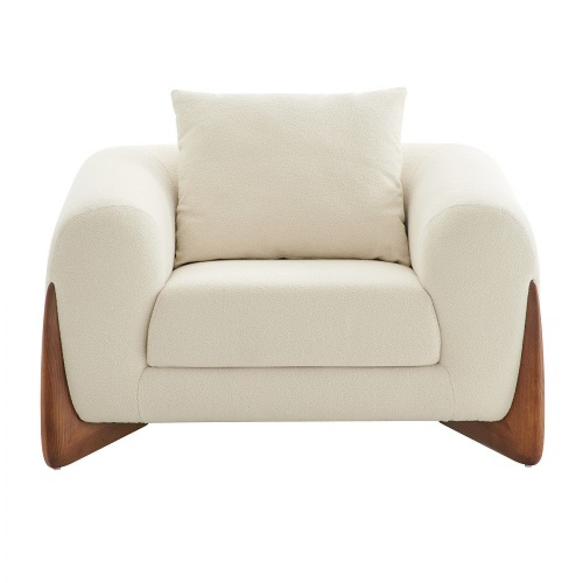 45" Cream And Brown Sherpa Arm Chair-0