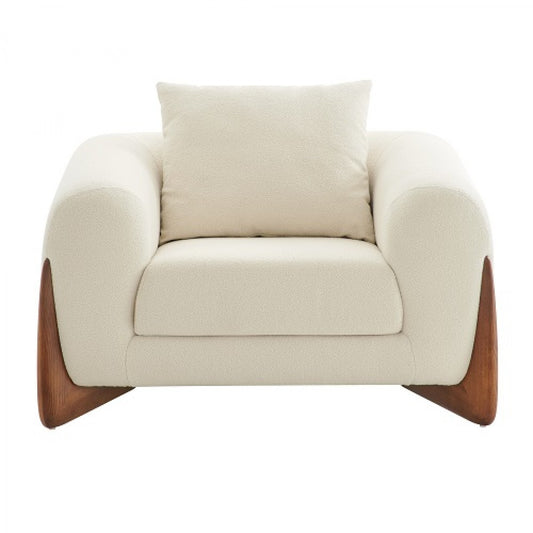 45" Cream And Brown Sherpa Arm Chair-0