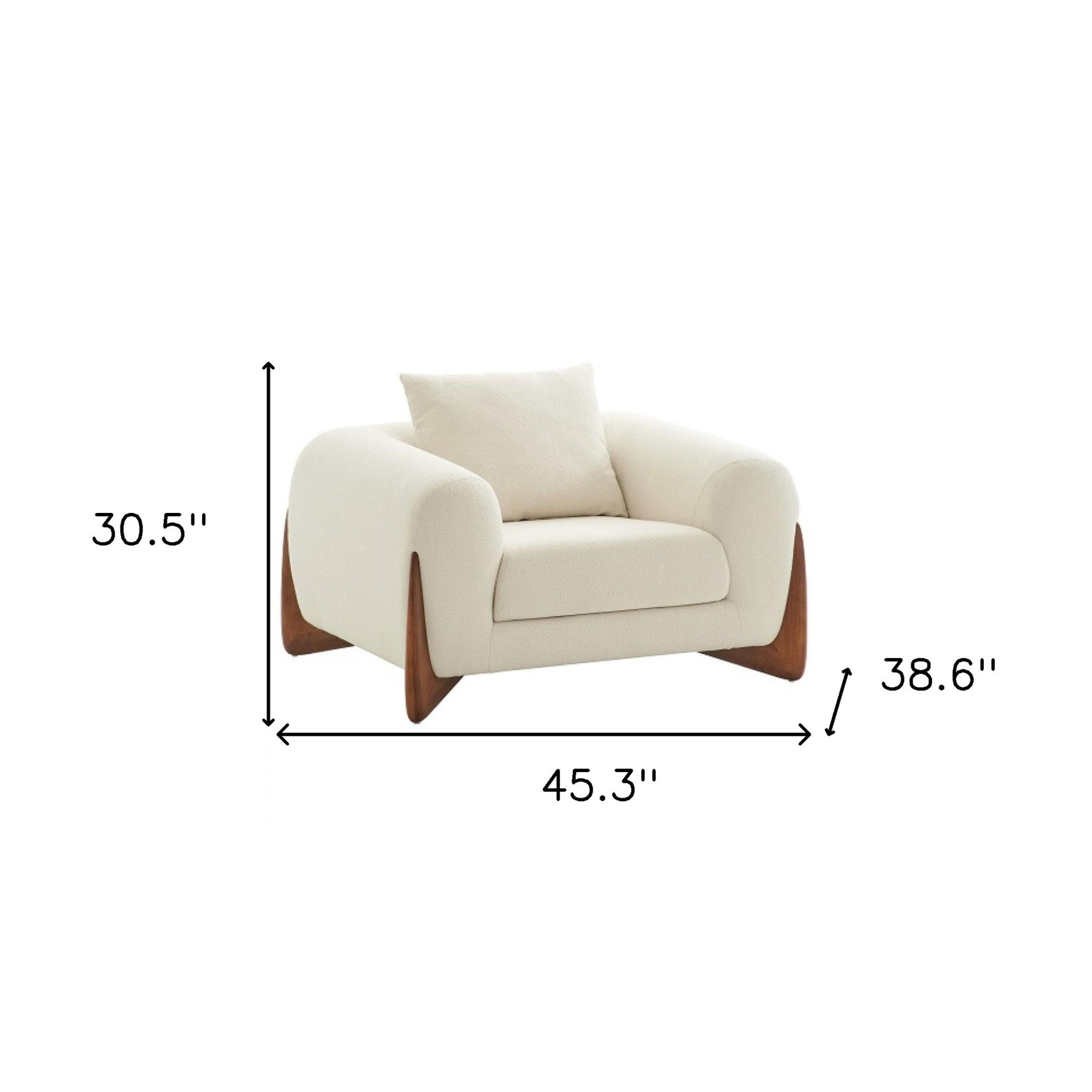 45" Cream And Brown Sherpa Arm Chair-5