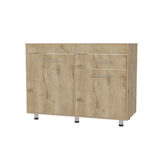 47" Natural Console Accent Cabinet With Three Shelves And One Drawer-1