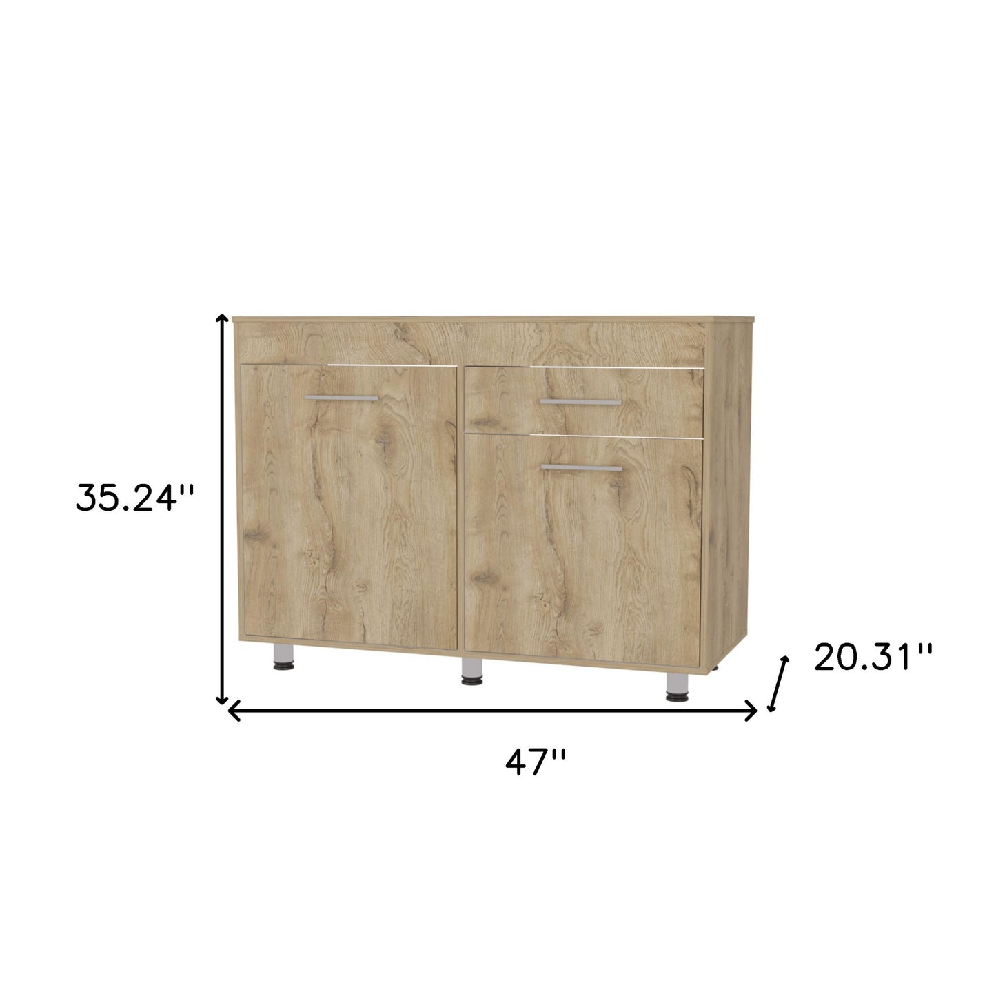 47" Natural Console Accent Cabinet With Three Shelves And One Drawer-7