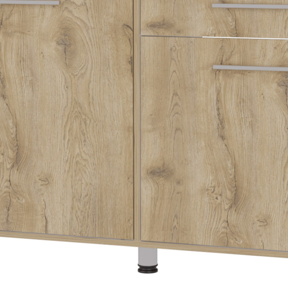 47" Natural Console Accent Cabinet With Three Shelves And One Drawer-3