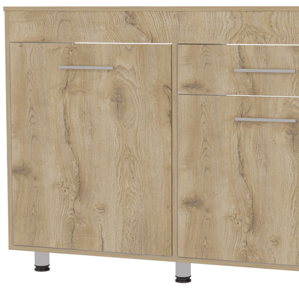 47" Natural Console Accent Cabinet With Three Shelves And One Drawer-4