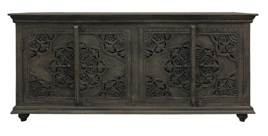 71" Distressed Gray Solid Wood Sideboard with Four Doors-1