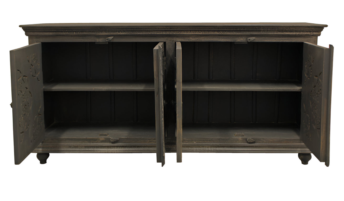 71" Distressed Gray Solid Wood Sideboard with Four Doors-3