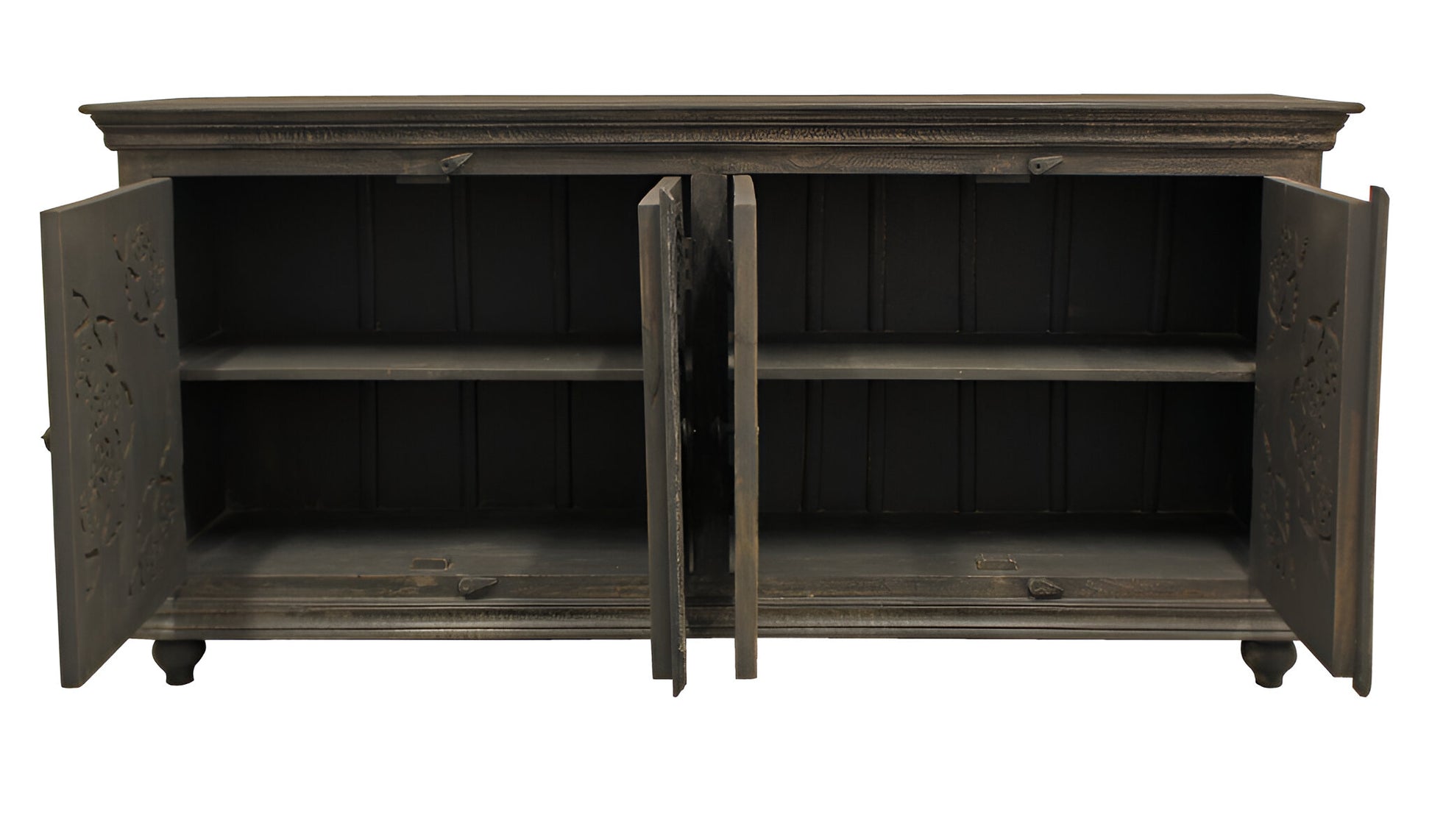 71" Distressed Gray Solid Wood Sideboard with Four Doors-3