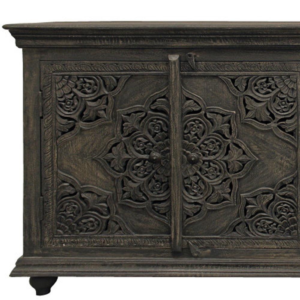 71" Distressed Gray Solid Wood Sideboard with Four Doors-6