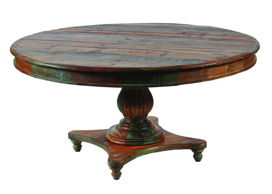 72" Brown Rounded Solid Wood Dining Table-0