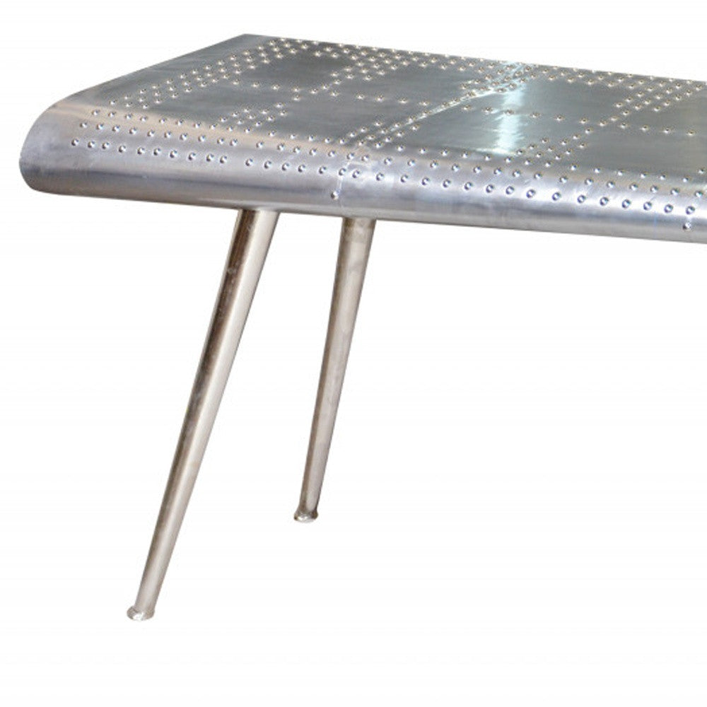 56" Silver Aluminum Three Leg Console Table-3