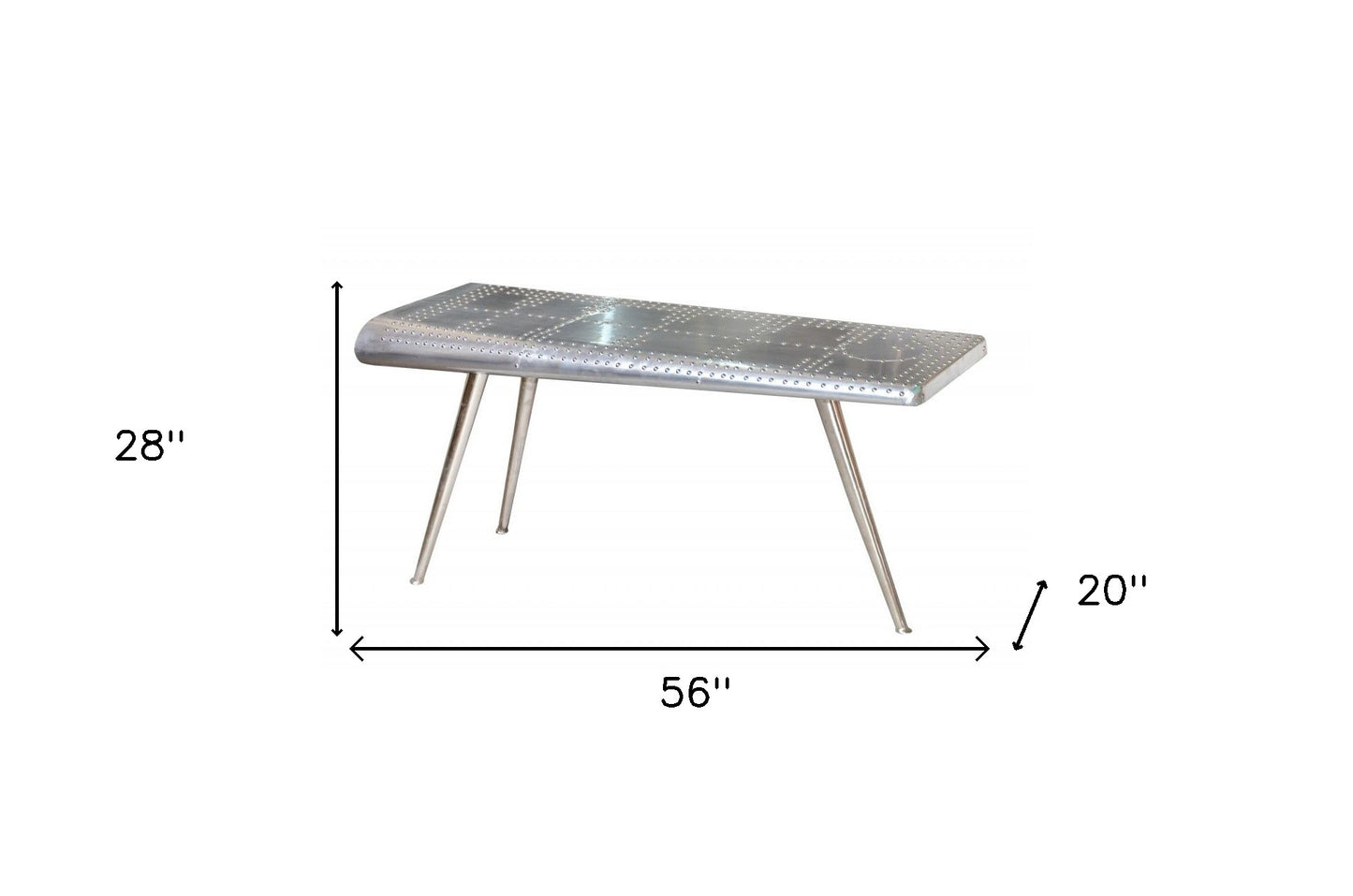 56" Silver Aluminum Three Leg Console Table-4