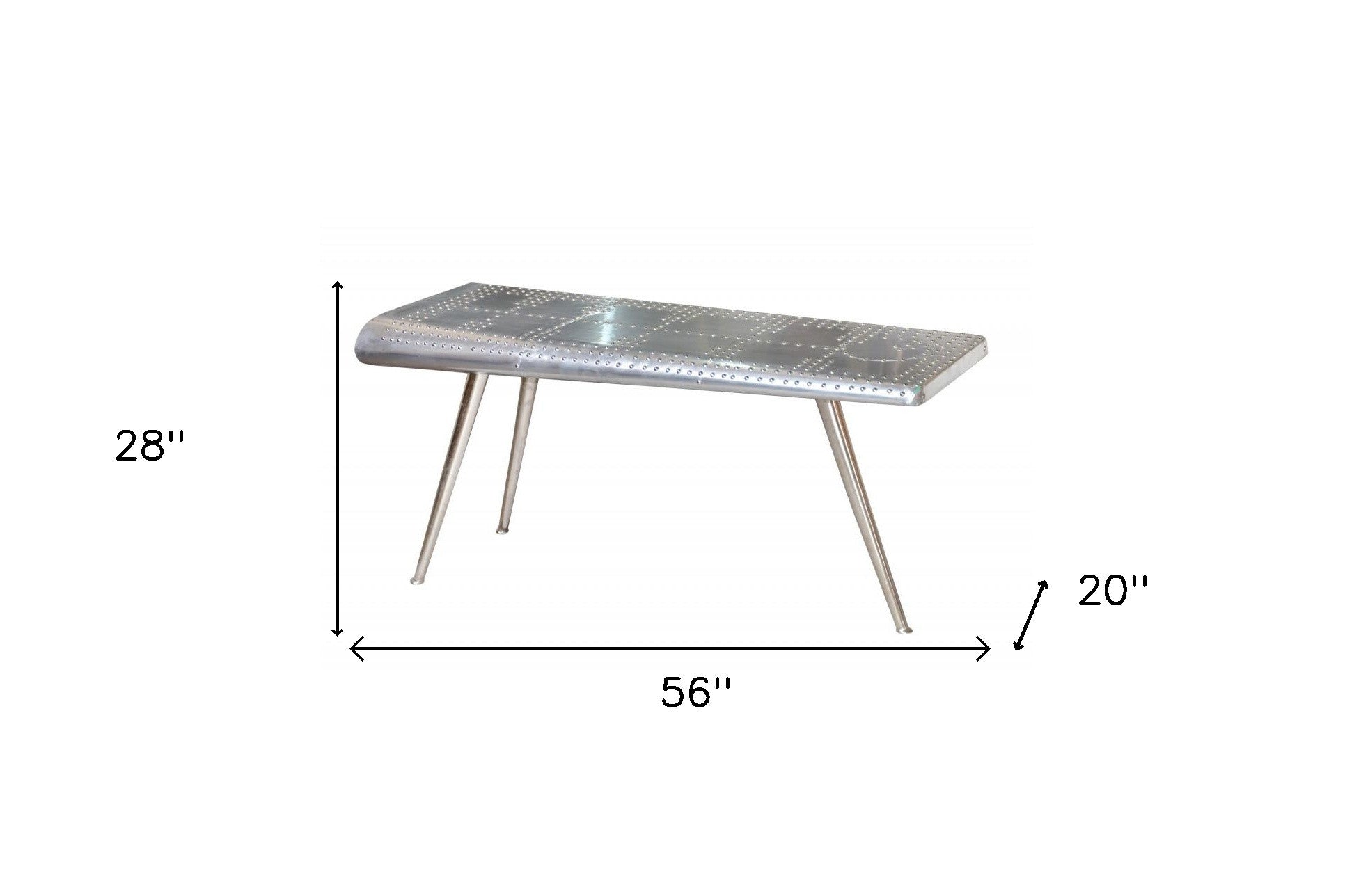 56" Silver Aluminum Three Leg Console Table-4