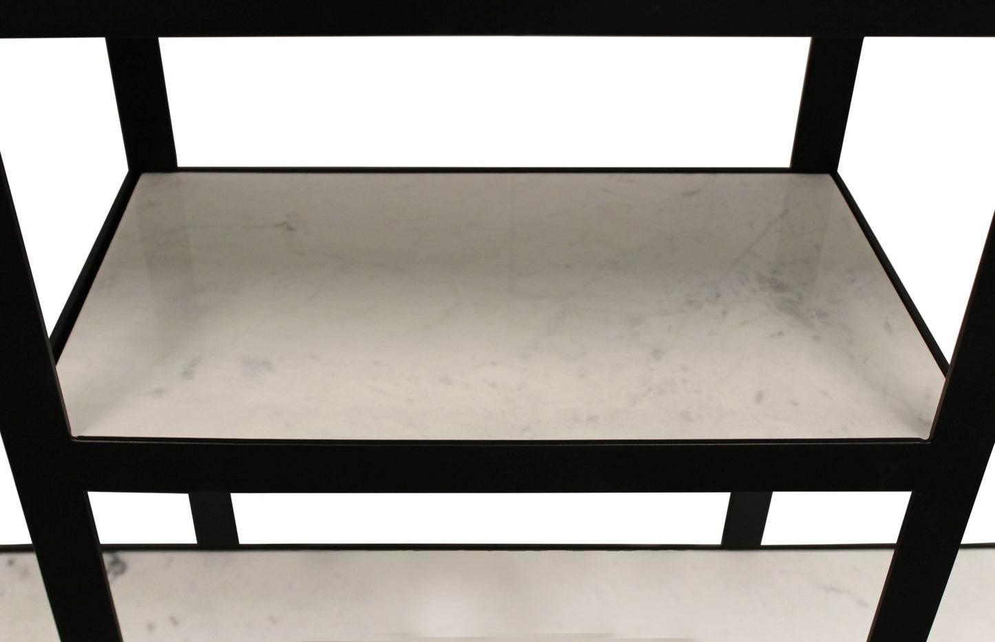 58" White and Black Genuine Marble Floor Shelf Console Table Two Shelves-6