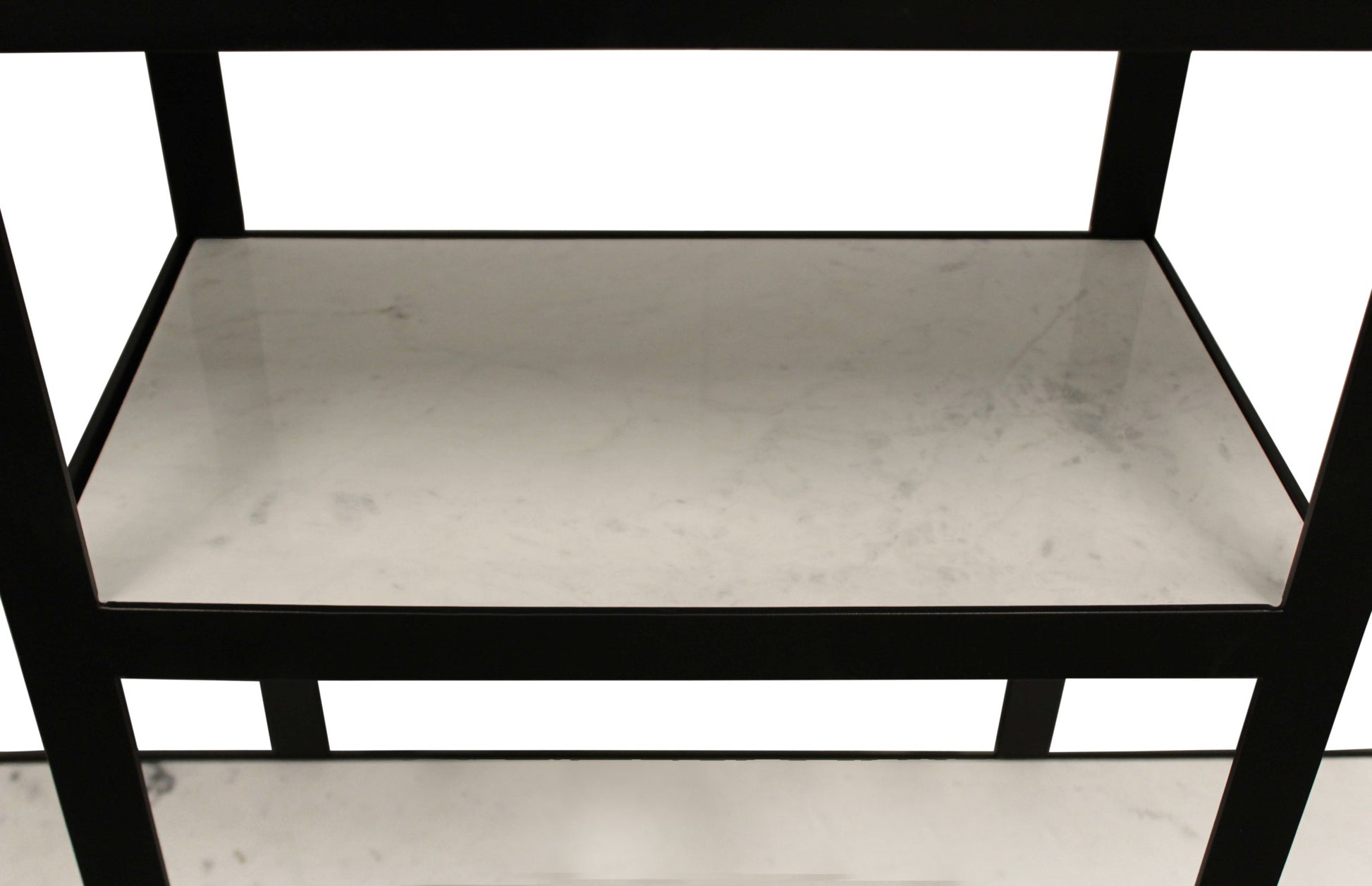 58" White and Black Genuine Marble Floor Shelf Console Table Two Shelves-6