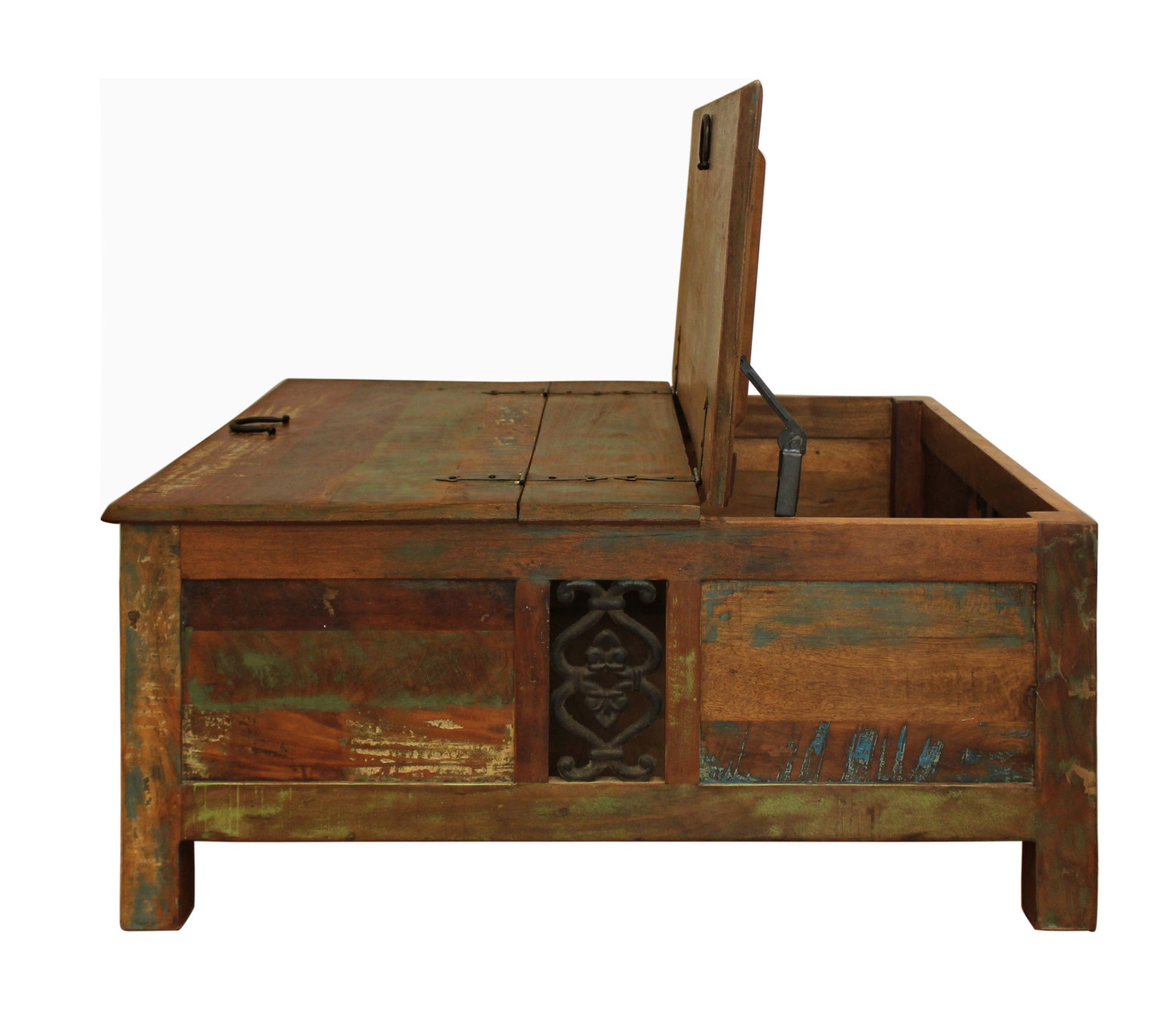 40" Brown Solid Wood Square Lift Top Solid Trunk Coffee Table-4