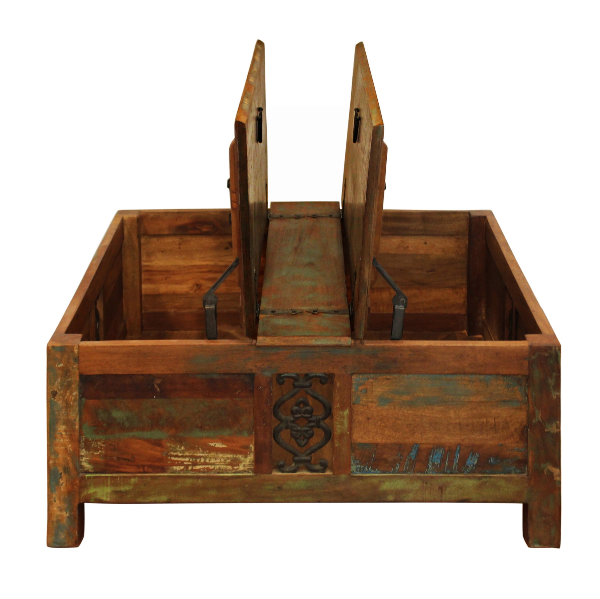 40" Brown Solid Wood Square Lift Top Solid Trunk Coffee Table-6