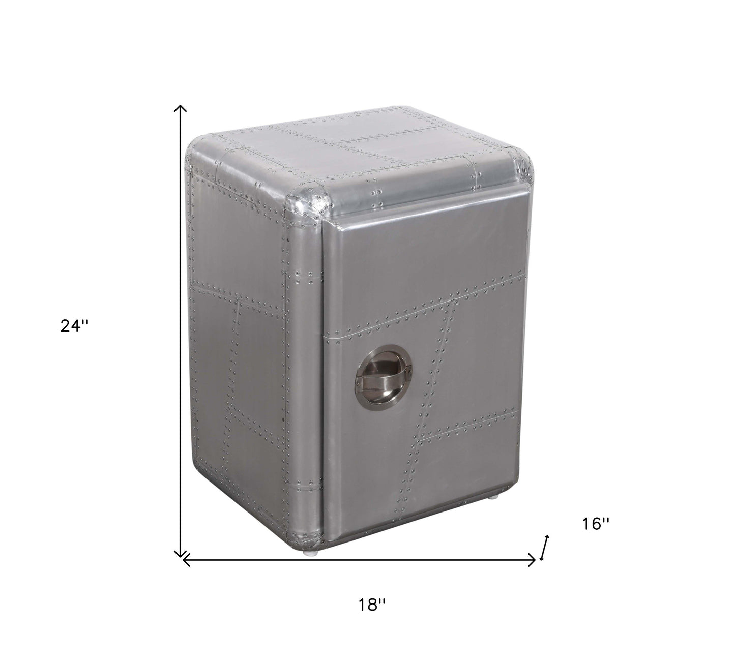 18" Silver Aluminum Standard Accent Cabinet With One Shelf-6