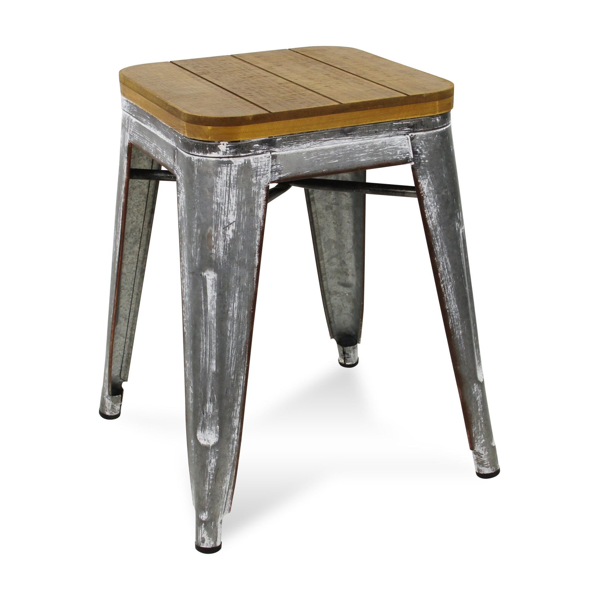 18 " Wood Brown And Gray Steel Backless Bar Chair-2