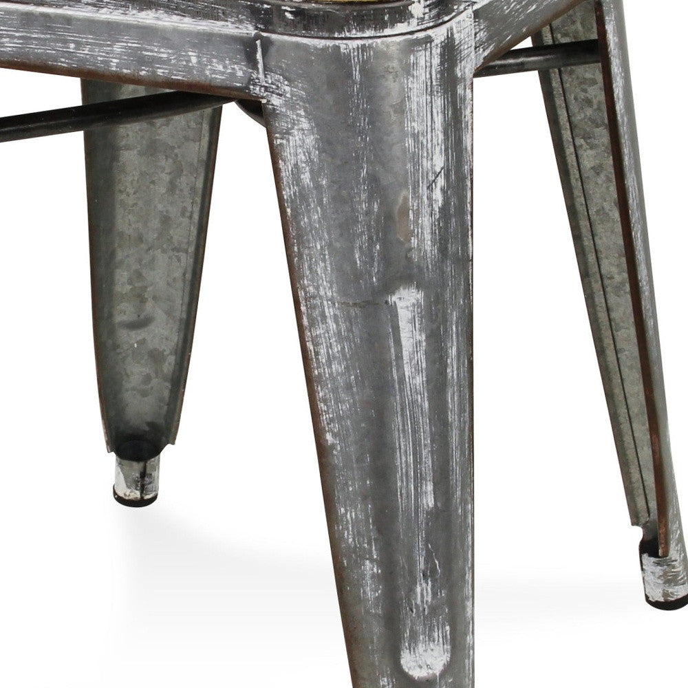18 " Wood Brown And Gray Steel Backless Bar Chair-5