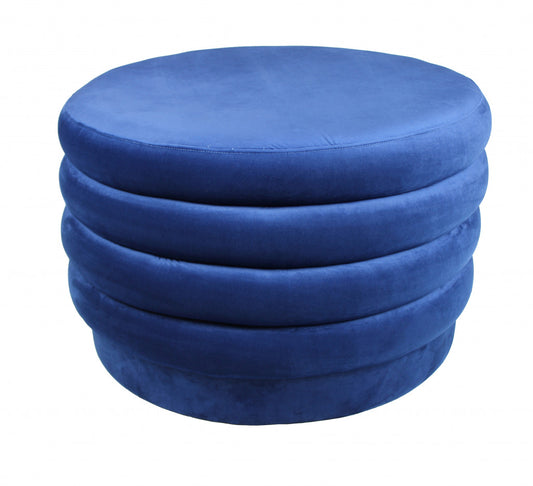 31" Blue Velvet Tufted Round Cocktail Ottoman-0