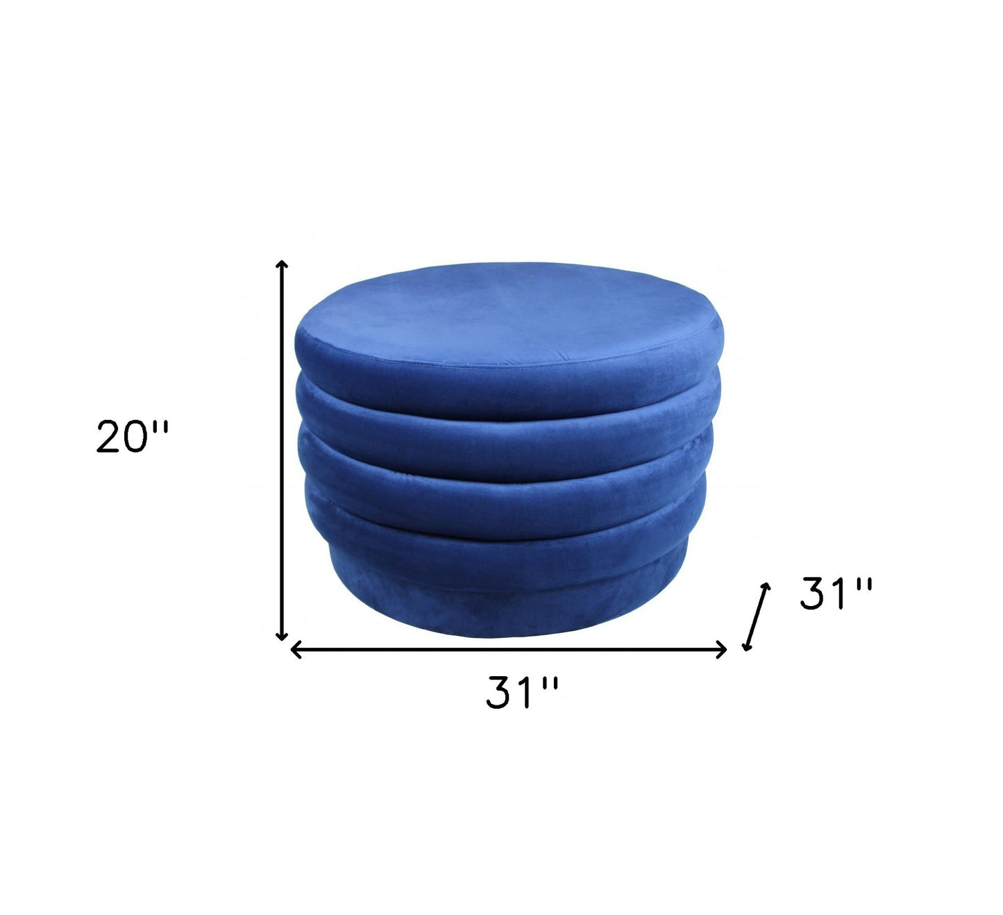 31" Blue Velvet Tufted Round Cocktail Ottoman-4