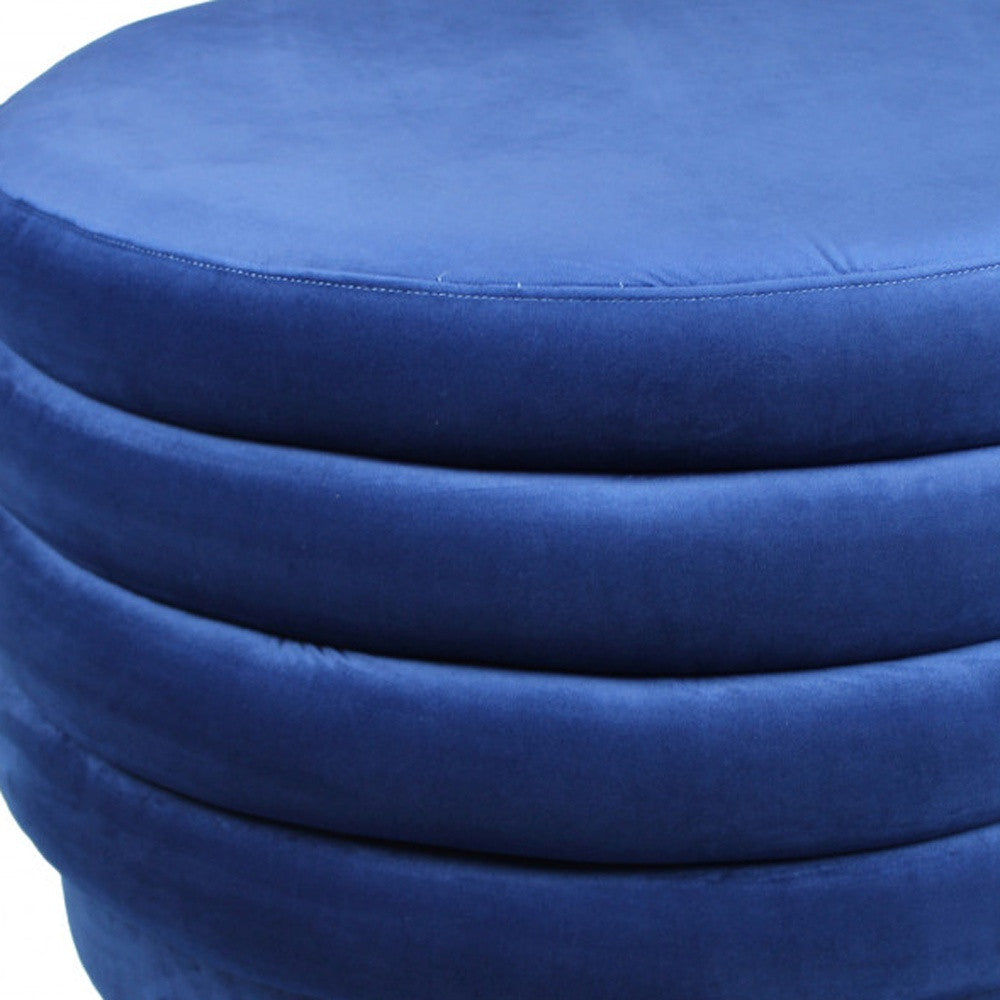 31" Blue Velvet Tufted Round Cocktail Ottoman-3