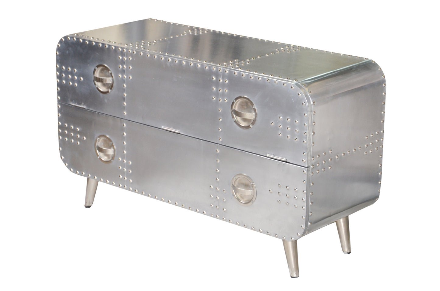 44" Silver Aluminum Enclosed Storage TV Stand-2